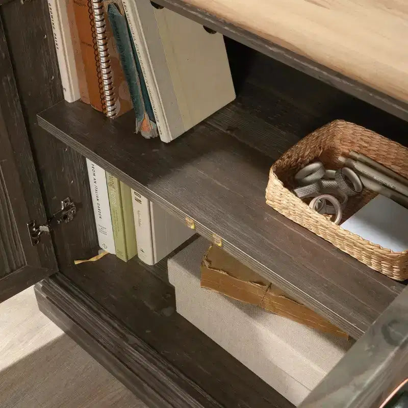 Meuble de rangement décoratif en bois avec 2 portes et étagère réglable, Marron