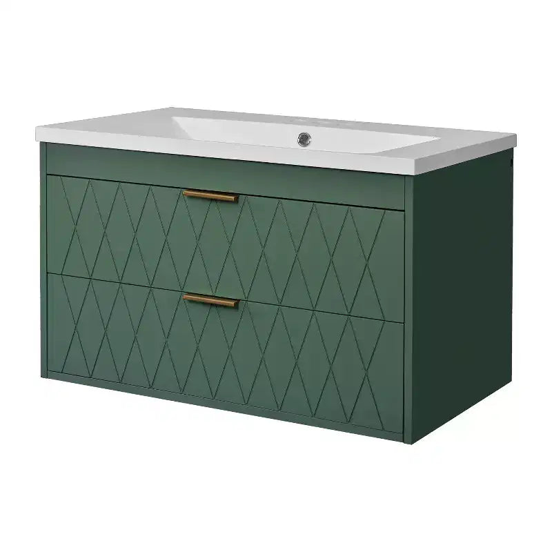 Meuble-lavabo mural de 30 po avec évier et 2 tiroirs, vert