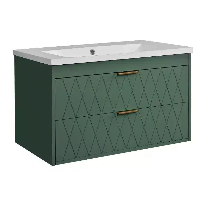 Meuble-lavabo mural de 30 po avec évier et 2 tiroirs, vert