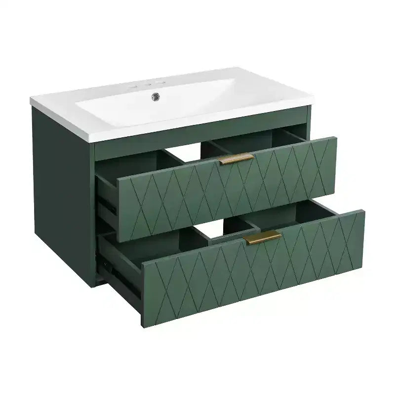 Meuble-lavabo mural de 30 po avec évier et 2 tiroirs, vert