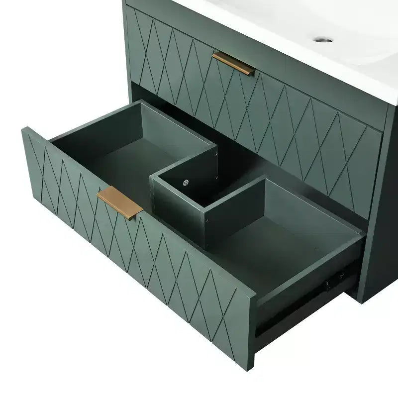 Meuble-lavabo mural de 30 po avec évier et 2 tiroirs, vert