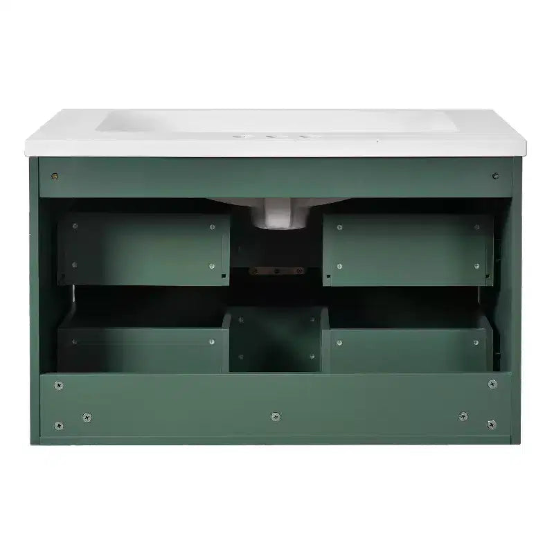 Meuble-lavabo mural de 30 po avec évier et 2 tiroirs, vert