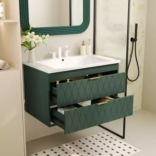 Meuble-lavabo mural de 30 po avec évier et 2 tiroirs, vert