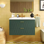Meuble-lavabo mural de 30 po avec évier et 2 tiroirs, vert