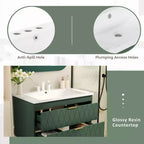 Meuble-lavabo mural de 30 po avec évier et 2 tiroirs, vert