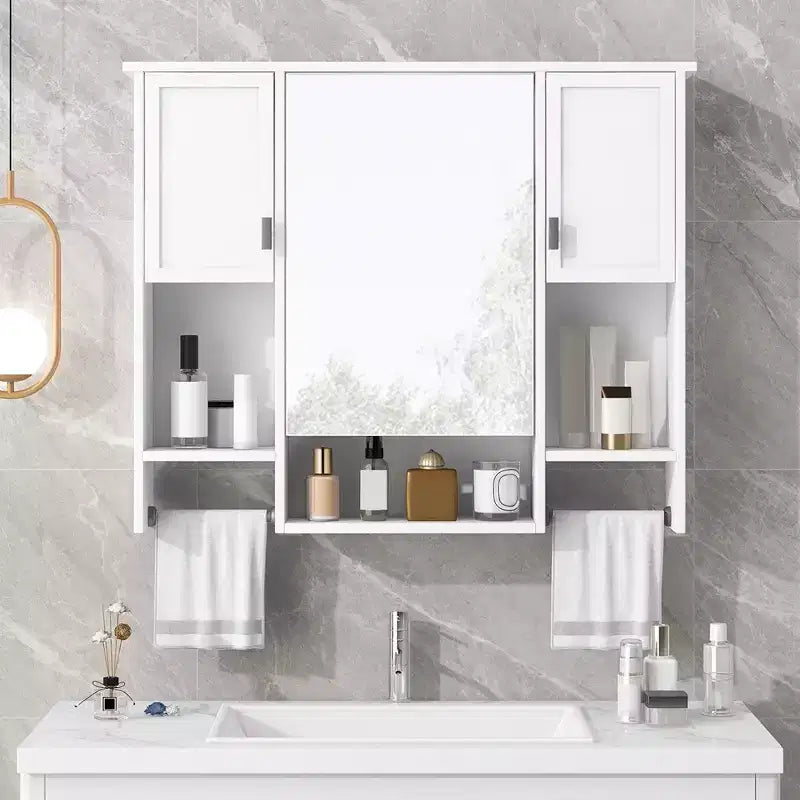 Armoire de toilette murale 35" x 28" avec miroir et porte-serviettes