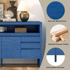 Buffet de rangement de 152 cm avec 3 portes, 3 tiroirs et une étagère ouverte, console d'entrée bleu marine