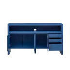 Buffet de rangement de 152 cm avec 3 portes, 3 tiroirs et une étagère ouverte, console d'entrée bleu marine