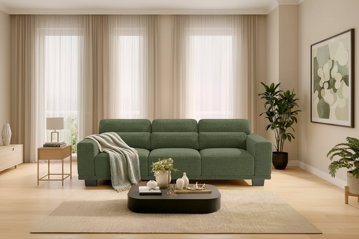 89 inch living room sofa, 3-seater sofa with wide armrests and deep seats, comfortable 3-layer sofa, sofa with detachable and washable lid