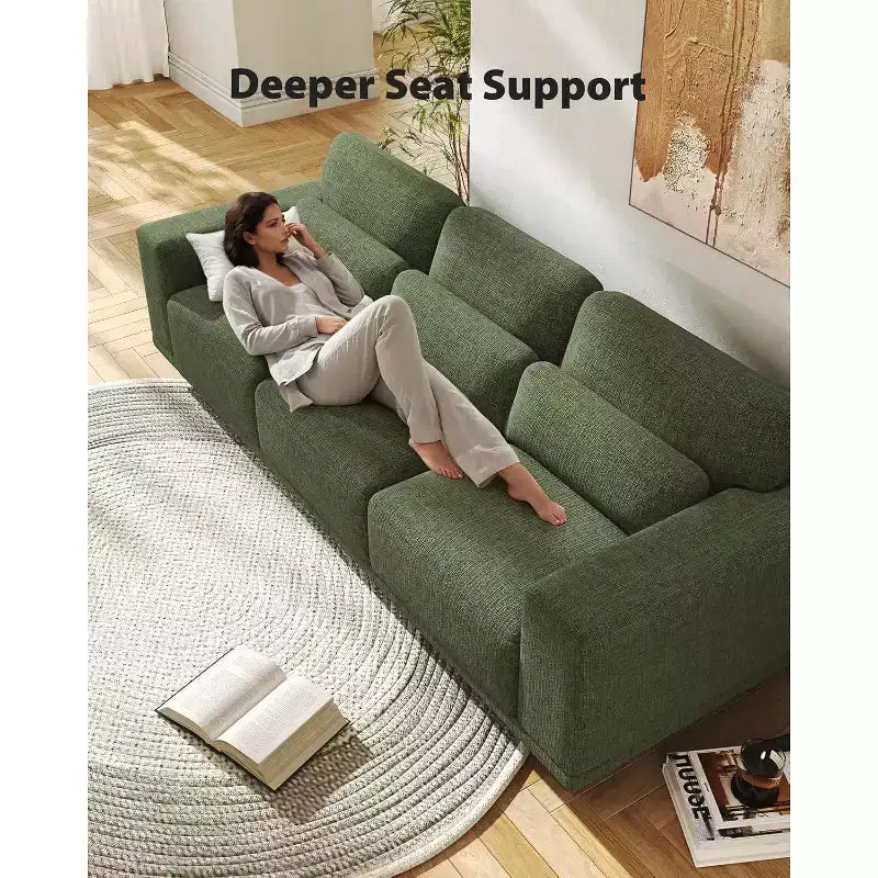 Canapé de salon de 89 pouces, canapé 3 places avec accoudoirs larges et sièges profonds, canapé confortable à 3 couches, canapé avec housse amovible et lavable