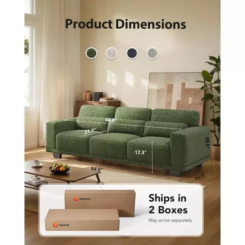 Canapé de salon de 89 pouces, canapé 3 places avec accoudoirs larges et sièges profonds, canapé confortable à 3 couches, canapé avec housse amovible et lavable