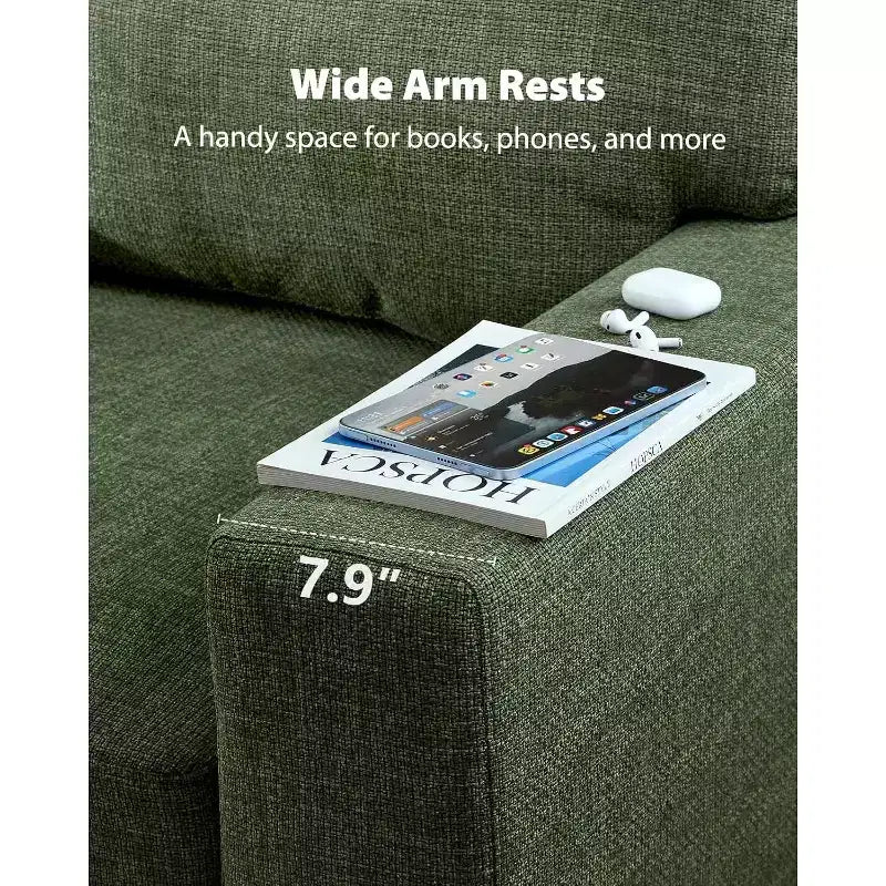 Canapé de salon de 89 pouces, canapé 3 places avec accoudoirs larges et sièges profonds, canapé confortable à 3 couches, canapé avec housse amovible et lavable