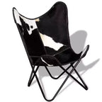 Fauteuil Butterfly en cuir véritable marron, structure en fer thermolaqué