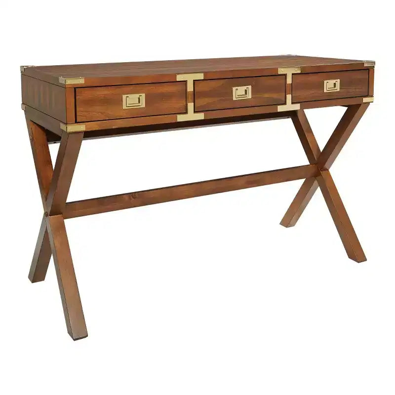 OSP Home Furnishings 46" Wellington Desk with Power Wheat: Traditional Style, Plywood & MDF, Spot Clean
