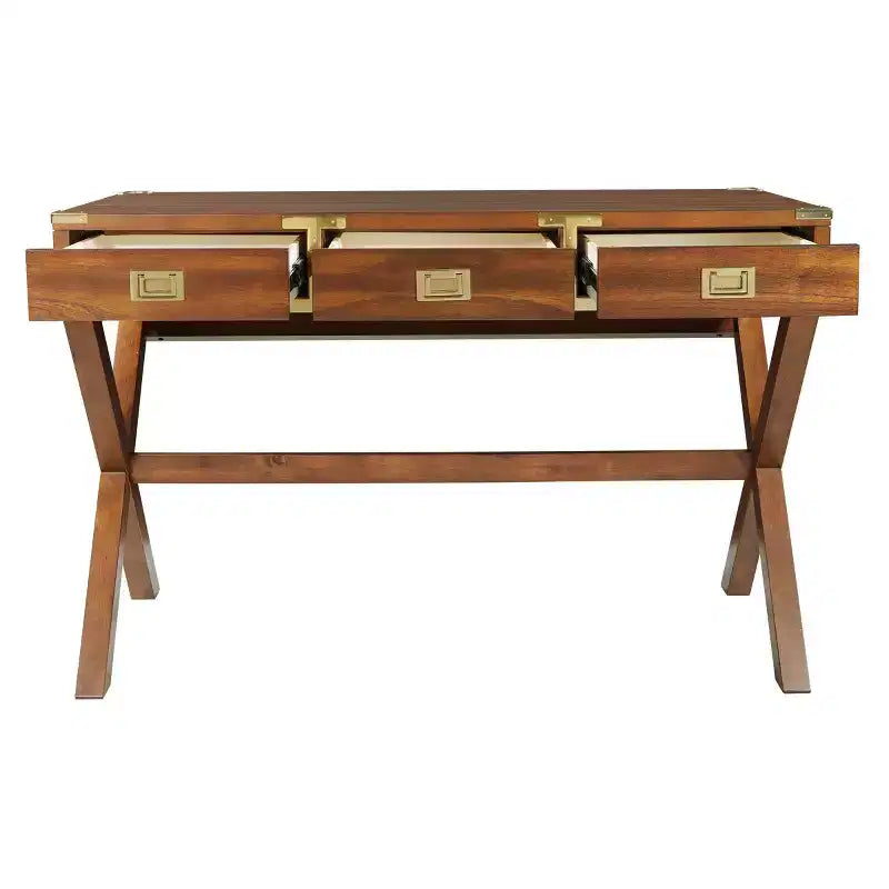 Bureau d'écriture traditionnel de 46" avec prises électriques, fini blé