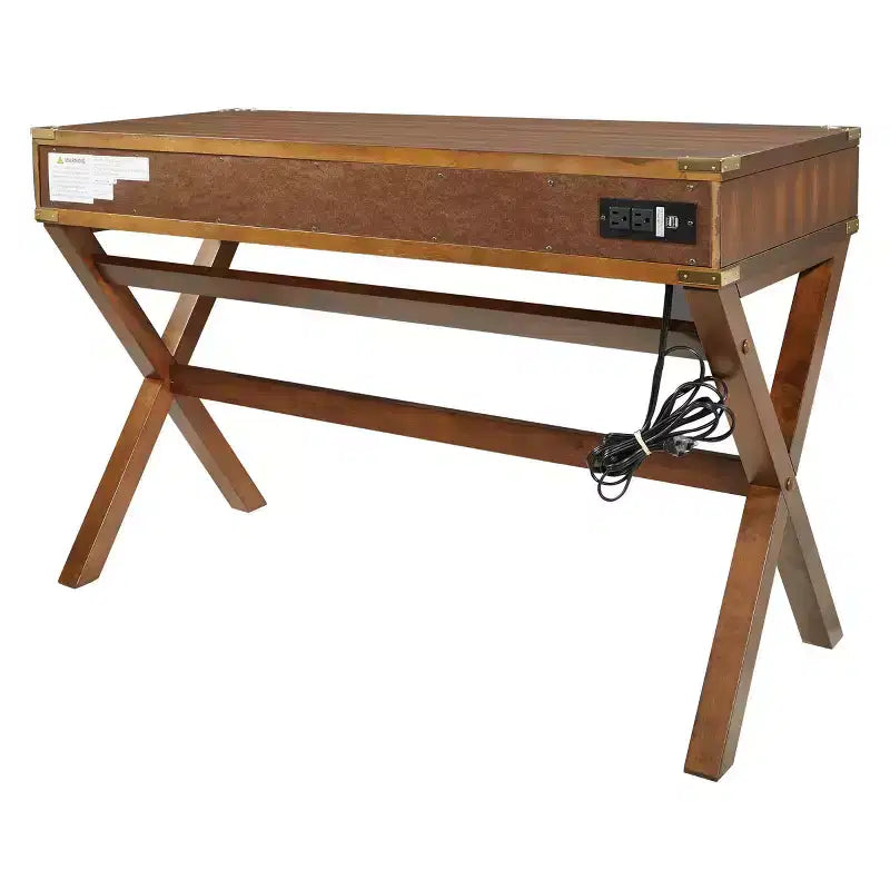 Bureau d'écriture traditionnel de 46" avec prises électriques, fini blé
