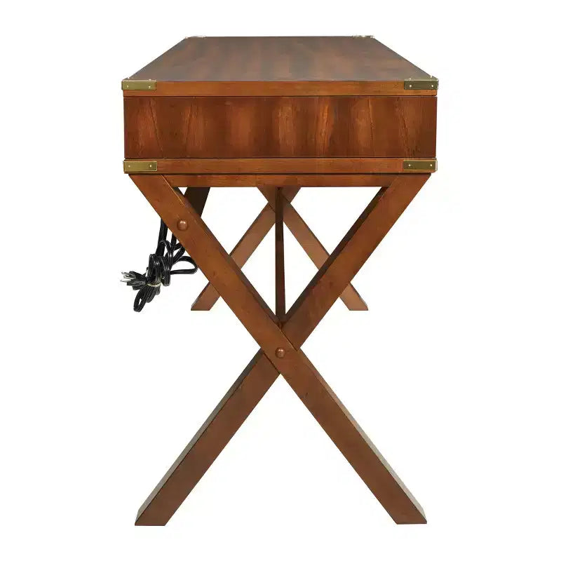 Bureau d'écriture traditionnel de 46" avec prises électriques, fini blé