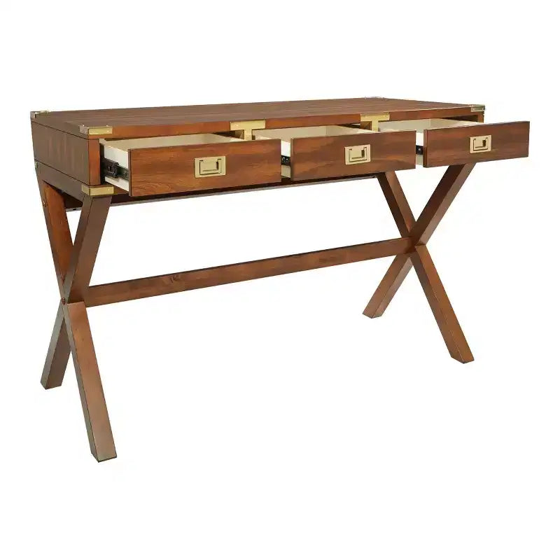 Bureau d'écriture traditionnel de 46" avec prises électriques, fini blé