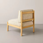 Fauteuil d'appoint crapaud tapissé avec pieds tourillons, beige et marron clair