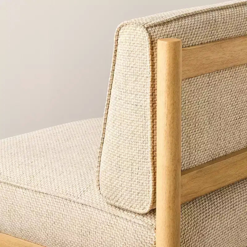 Upholstered Slipper Accent Chair with Dowel Legs, Beige & Light Brown