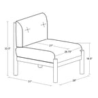 Fauteuil d'appoint crapaud tapissé avec pieds tourillons, beige et marron clair