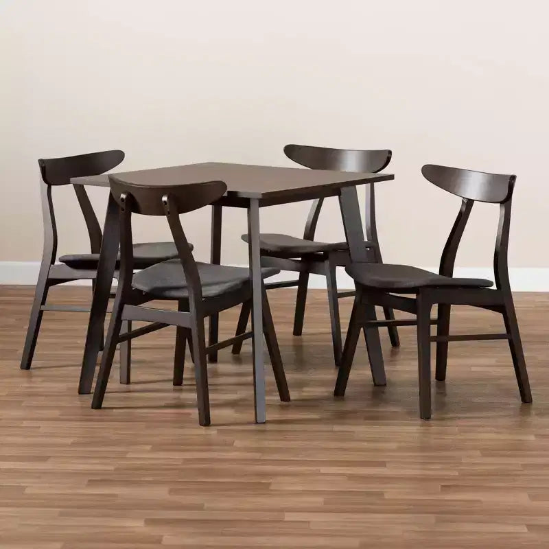 Ensemble de salle à manger 5 pièces en bois et tissu d'ameublement