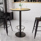 Dessus de table rond en stratifié de 30 po avec base de 18 po de hauteur bar et repose-pieds