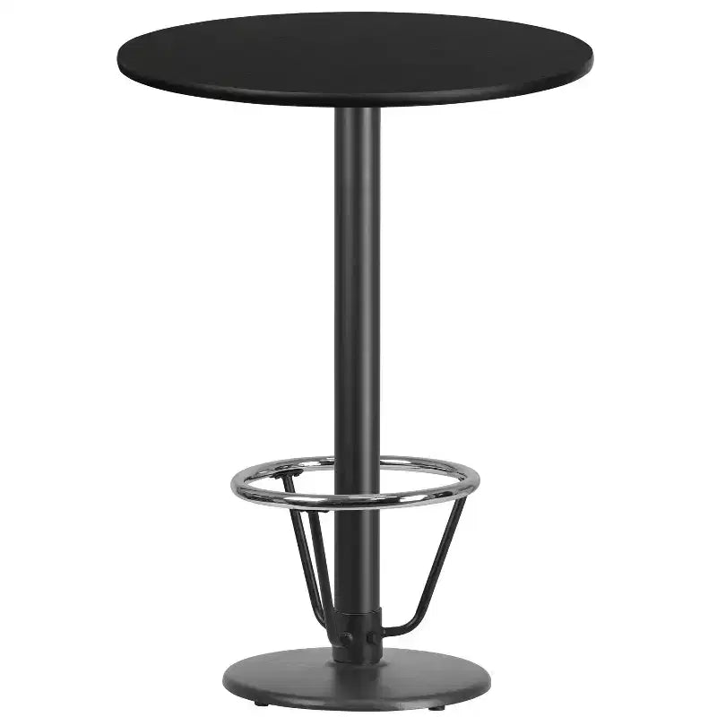 Dessus de table rond en stratifié de 30 po avec base de 18 po de hauteur bar et repose-pieds