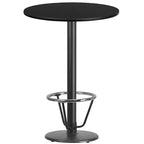 Dessus de table rond en stratifié de 30 po avec base de 18 po de hauteur bar et repose-pieds