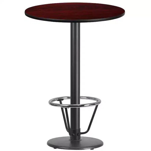 Flash Furniture 30'' Round Laminate Table Top with 18'' Round Bar Height Table Base and Foot Ring