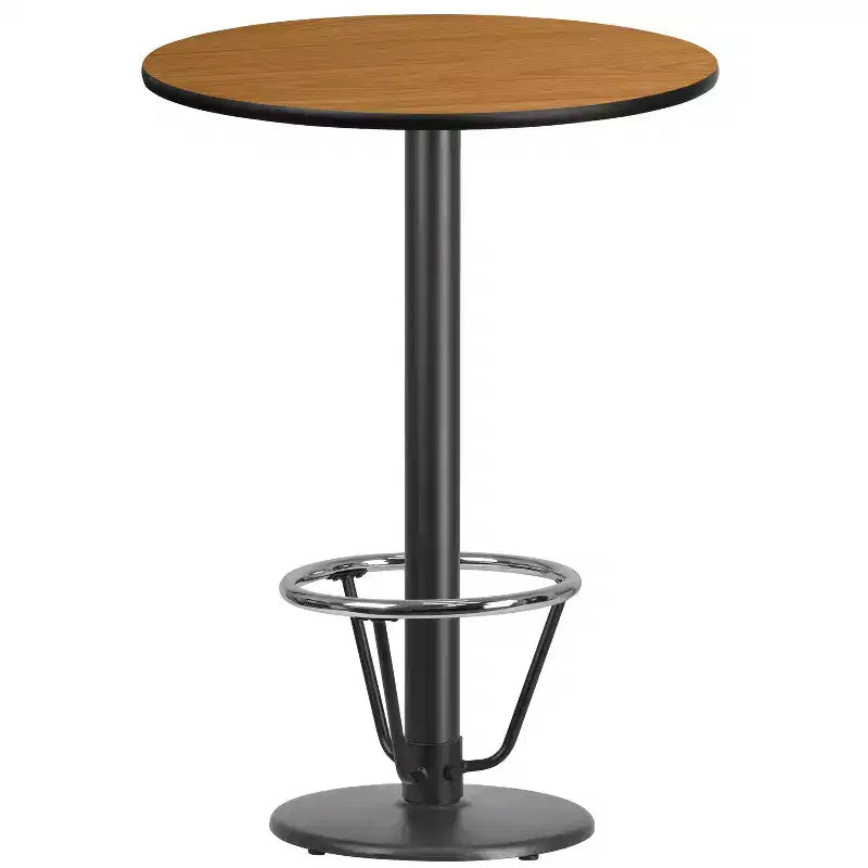Dessus de table rond en stratifié de 30 po avec base de 18 po de hauteur bar et repose-pieds