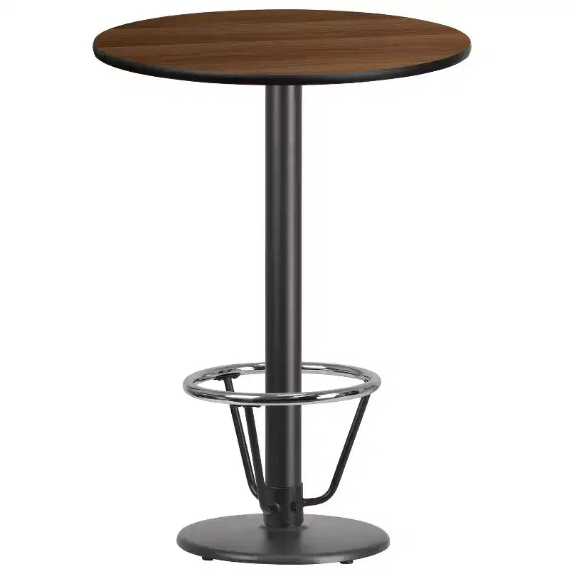 Dessus de table rond en stratifié de 30 po avec base de 18 po de hauteur bar et repose-pieds