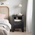 Table de chevet rustique avec étagère ouverte et placard, chêne/noyer gris foncé