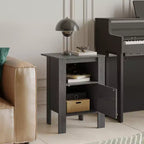 Table de chevet rustique avec étagère ouverte et placard, chêne/noyer gris foncé