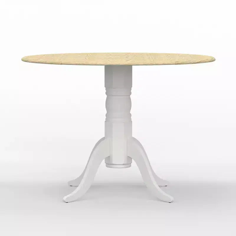 Table à manger pliable en hévéa massif de 42 po avec pied central, 4 places
