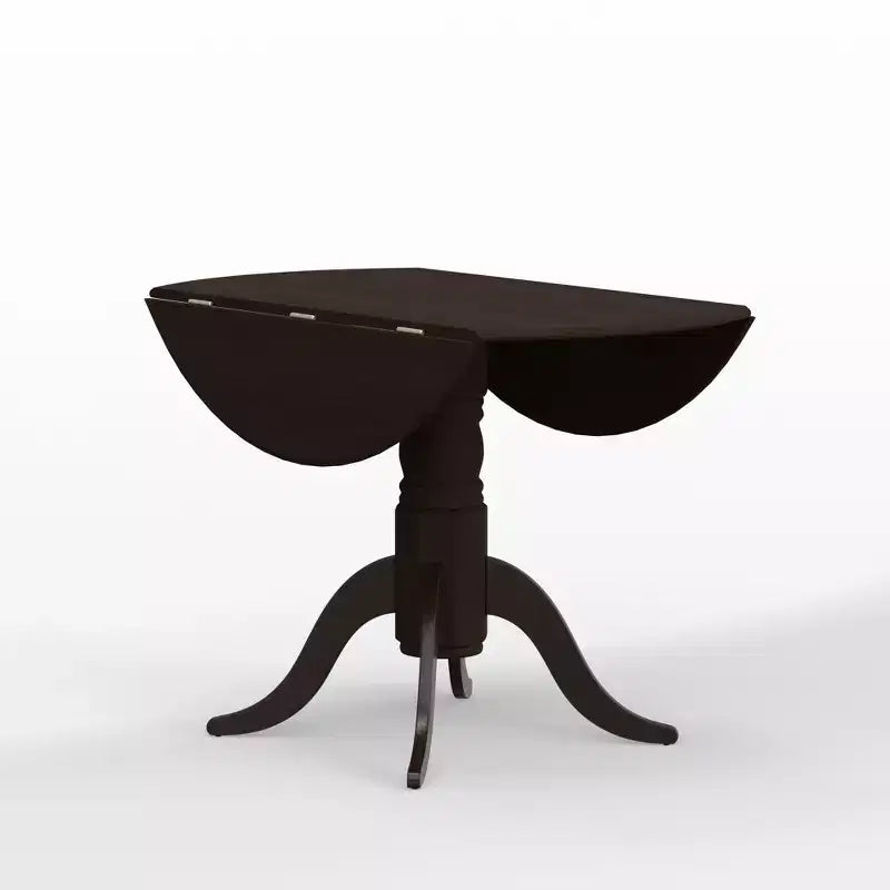 Table à manger pliable en hévéa massif de 42 po avec pied central, 4 places