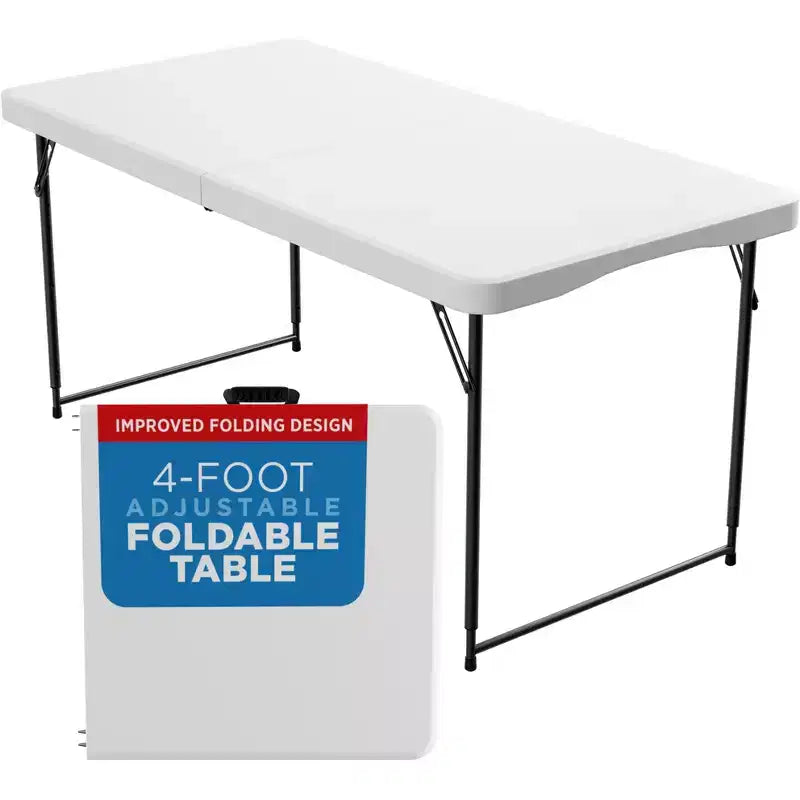 Table pliante en plastique blanc de 122 cm, portable et étanche, 4 places