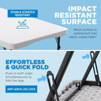 Table pliante en plastique blanc de 122 cm, portable et étanche, 4 places