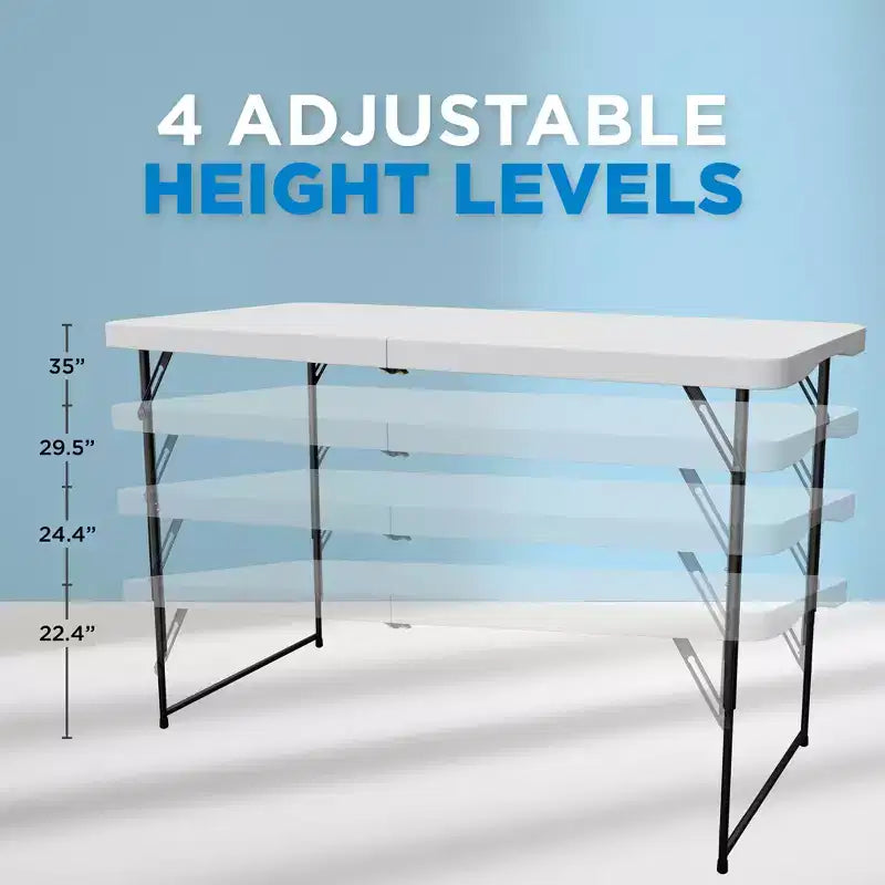 Table pliante en plastique blanc de 122 cm, portable et étanche, 4 places