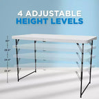 Table pliante en plastique blanc de 122 cm, portable et étanche, 4 places