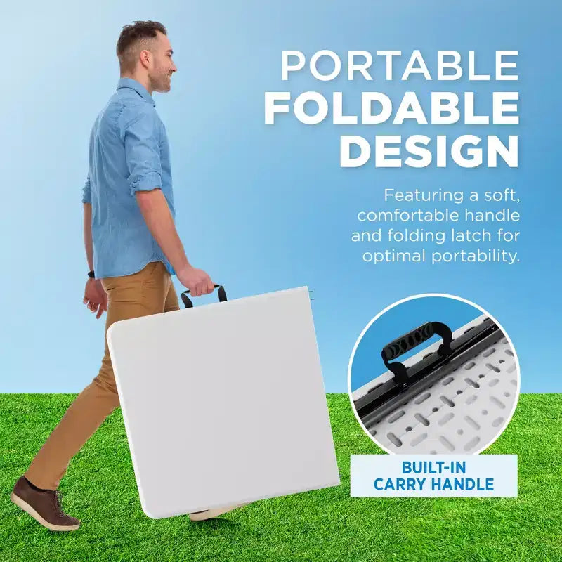 Table pliante en plastique blanc de 122 cm, portable et étanche, 4 places