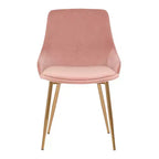 Chaise d'appoint de salle à manger Heidi en velours avec dossier haut et pieds en acier