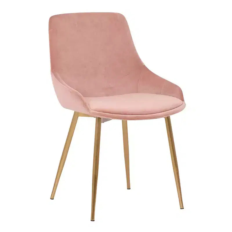 Chaise d'appoint de salle à manger Heidi en velours avec dossier haut et pieds en acier