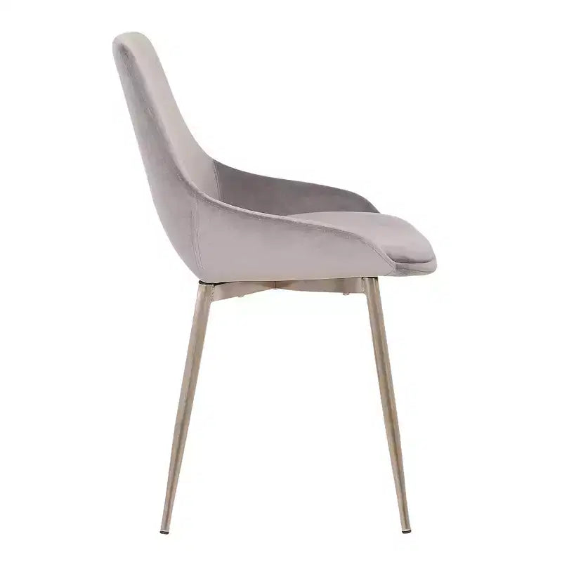 Chaise d'appoint de salle à manger Heidi en velours avec dossier haut et pieds en acier