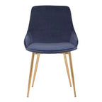 Chaise d'appoint de salle à manger Heidi en velours avec dossier haut et pieds en acier