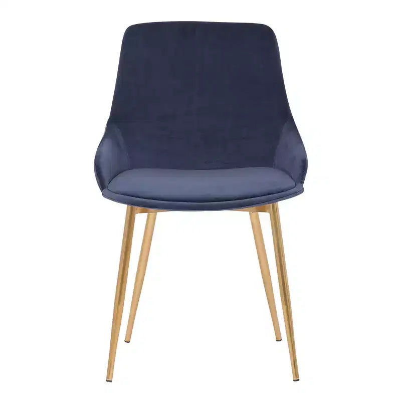 Chaise d'appoint de salle à manger Heidi en velours avec dossier haut et pieds en acier