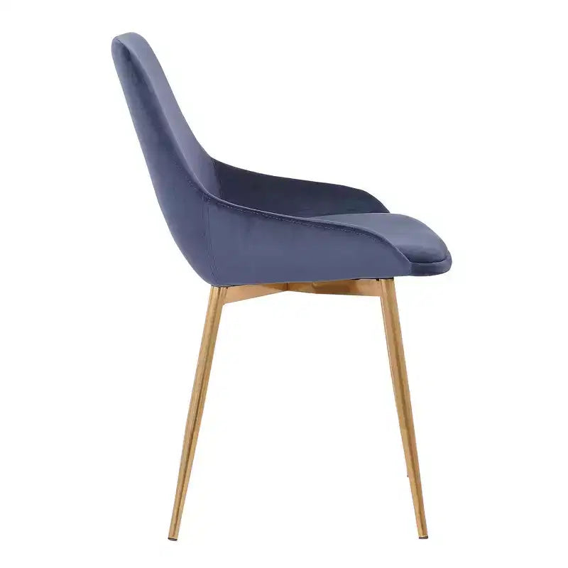Chaise d'appoint de salle à manger Heidi en velours avec dossier haut et pieds en acier