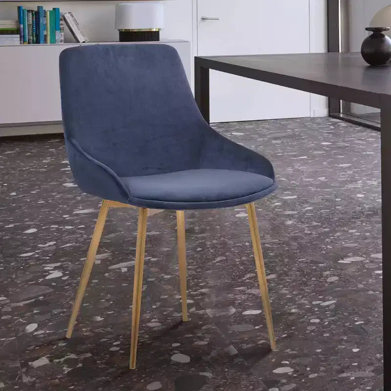 Chaise d'appoint de salle à manger Heidi en velours avec dossier haut et pieds en acier
