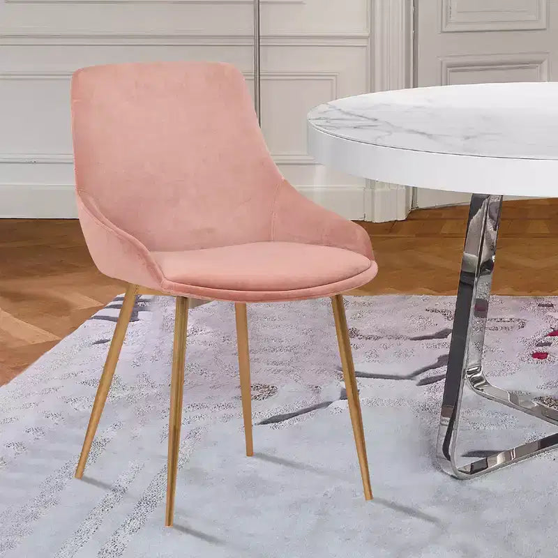 Chaise d'appoint de salle à manger Heidi en velours avec dossier haut et pieds en acier