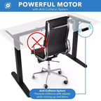 Bureau électrique réglable en hauteur avec plateau blanc, largeur ajustable de 100 cm à 160 cm
